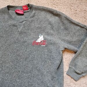 Vintage Coca Cola Official Licensed Polar Bear Grey Fleece Sweatshirt Women S